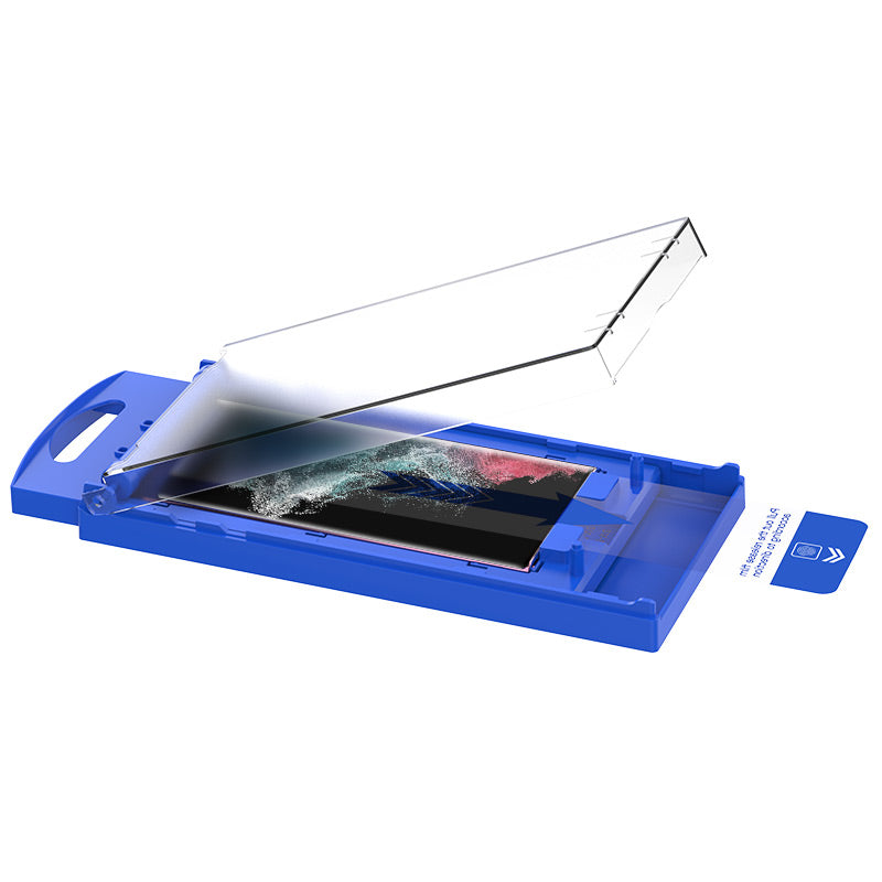 Premium 3D Curved Screen Protector with Installation Box for Galaxy S22 Ultra(Type Blue)