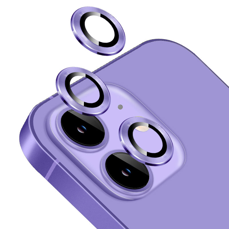 Camera Lens Protector for iphone 12/12 Mini/iPhone 11, Tempered Glass Film,  Aluminum Alloy Camera Lens Cover, 2 Pack Purple